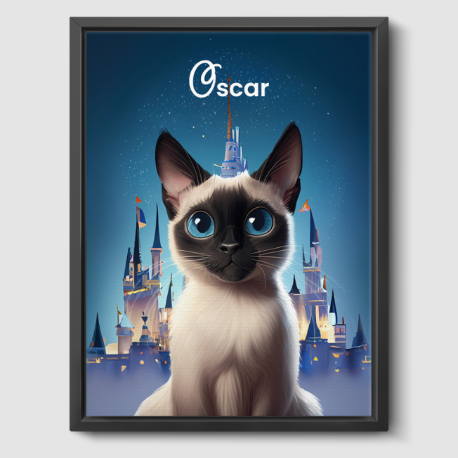 Cartoon Fairytale Castle Canvas (Copy) One, Two or Three Pets Canvas One 8" x10" Black