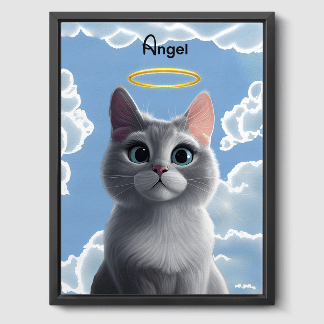 Cartoon Memorial Canvas One, Two or Three Pets Canvas One 8"x10" Black