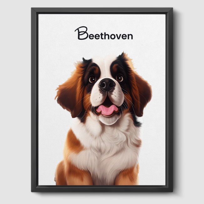 Cartoon 1 Pet Portrait PetPortraits.com Off White 8" x 10" Canvas - Black Frame