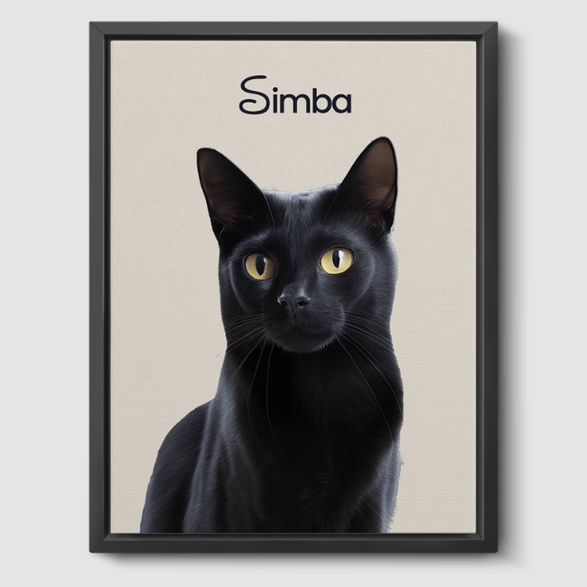 Modern Beige Bliss Canvas One, Two or Three Pets Canvas One 8"x10" Black