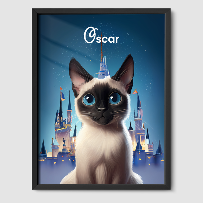Cartoon 1 Pet Portrait PetPortraits.com Fairytale Castle 8" x 10" Poster - Black Frame