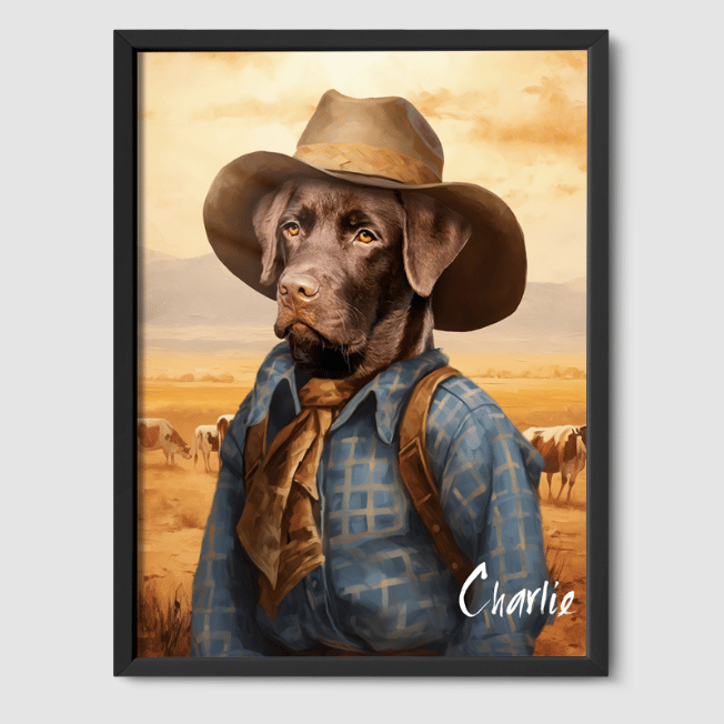 Cowboy Limited Edition One, Two or Three Pets Poster 8"x10" Black