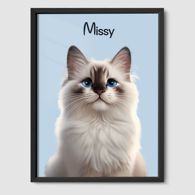 Modern Baby Blue Poster One, Two or Three Pets Poster One 8"x10" Black