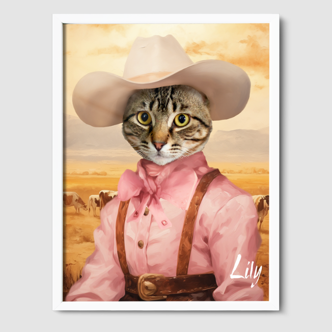 Cowgirl Limited Edition One, Two or Three Pets Poster 8"x10" White
