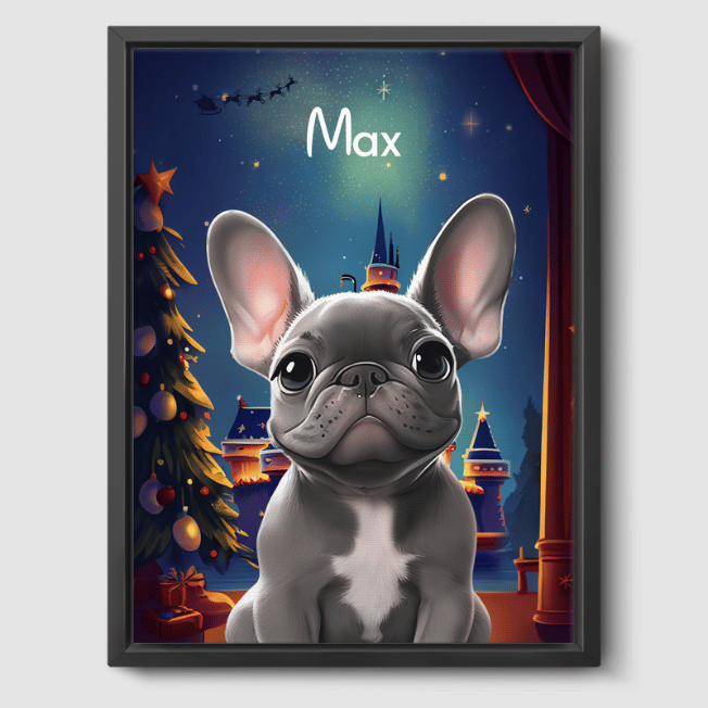 Cartoon 1 Pet Portrait  PetPortraits.com Christmas 12" x 16" Canvas - Black Frame