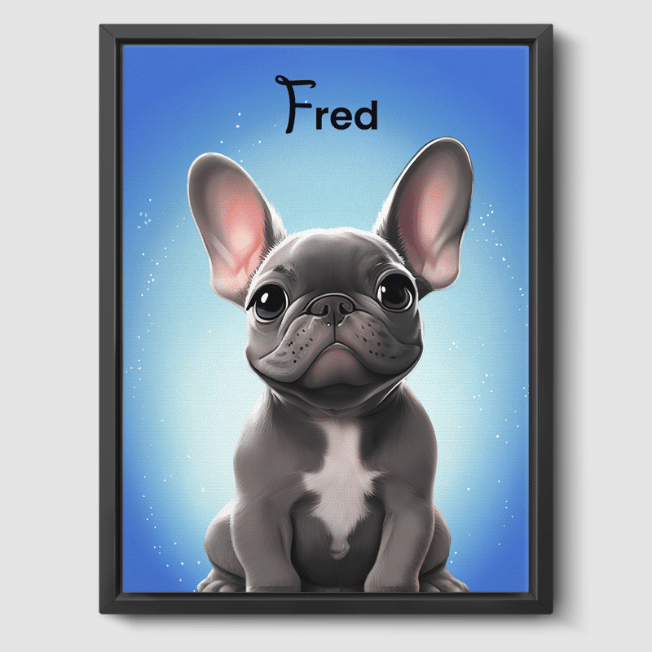 Cartoon 1 Pet Portrait  PetPortraits.com Magical Blue 8" x 10" Canvas - Black Frame