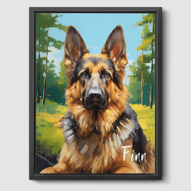 Classic Forest Canvas One, Two or Three Pets Canvas One 8"x10" Black