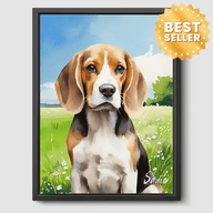 Watercolor Summer Meadow Canvas One, Two or Three Pets Canvas One 8"x10" Black