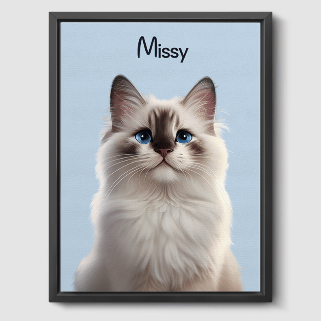 Modern Baby Blue Canvas One, Two or Three Pets Canvas One 8"x10" Black