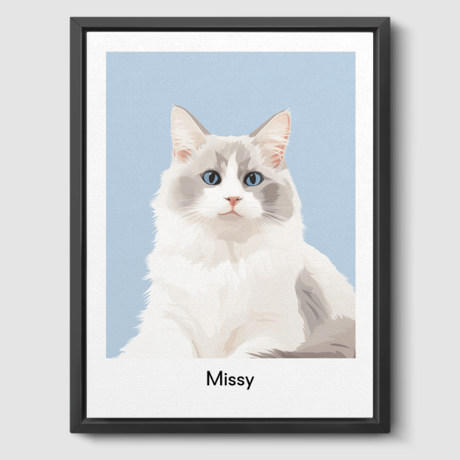 Modern 1 Pet Portrait  PetPortraits.com Baby Blue 8" x 10" Canvas - Black Frame