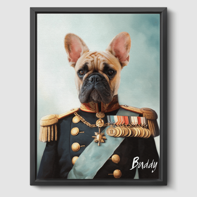 Royal Pet Portrait  PetPortraits.com The Admiral 8" x 10" Canvas - Black Frame