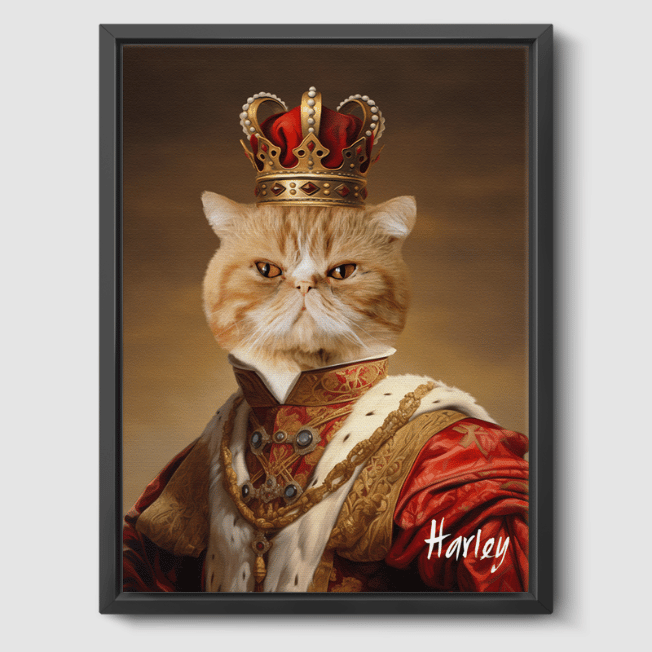 Royal Pet Portrait PetPortraits.com The King 8" x 10" Canvas - Black Frame