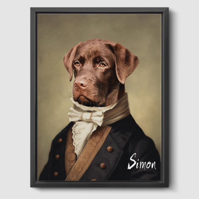 Royal Pet Portrait  PetPortraits.com The Noble 8" x 10" Canvas - Black Frame