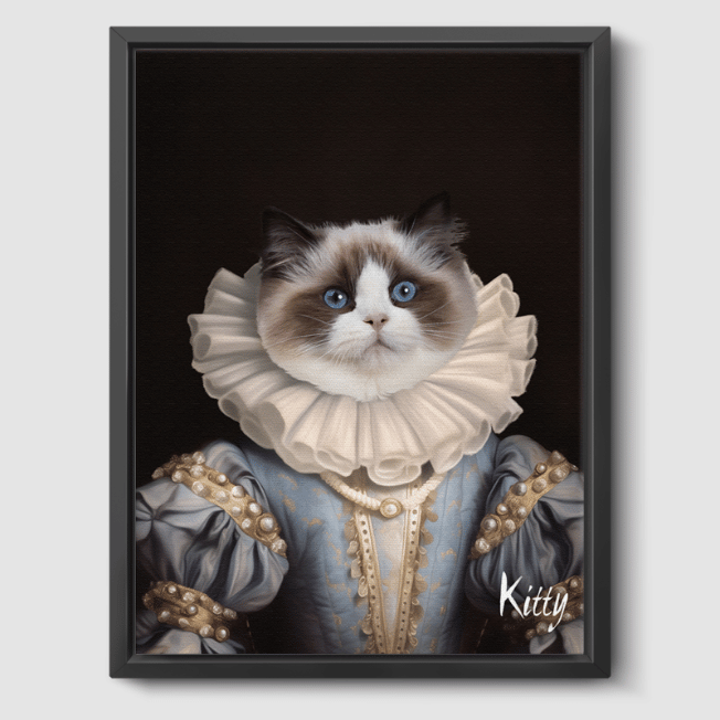 Royal Pet Portrait  PetPortraits.com The Princess 8" x 10" Canvas - Black Frame