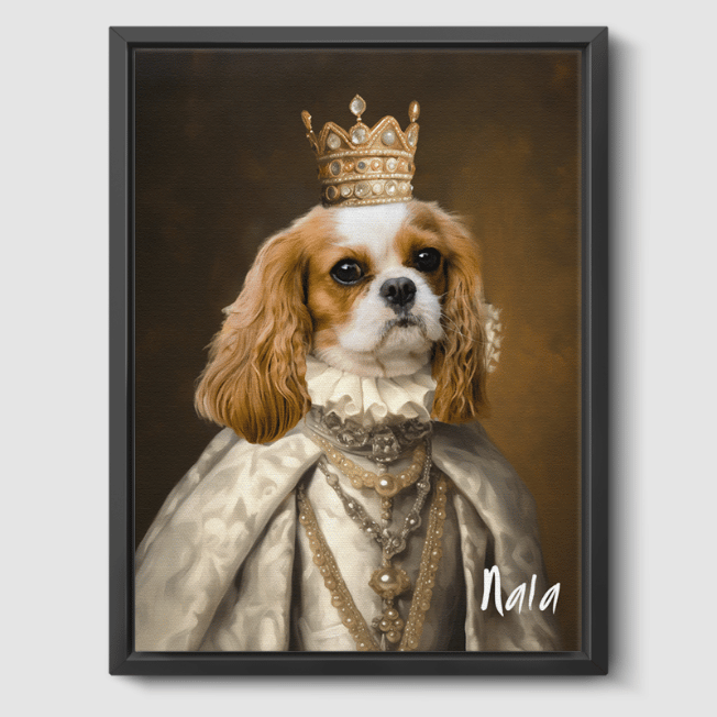 Royal Pet Portrait  PetPortraits.com The Queen 8" x 10" Canvas - Black Frame