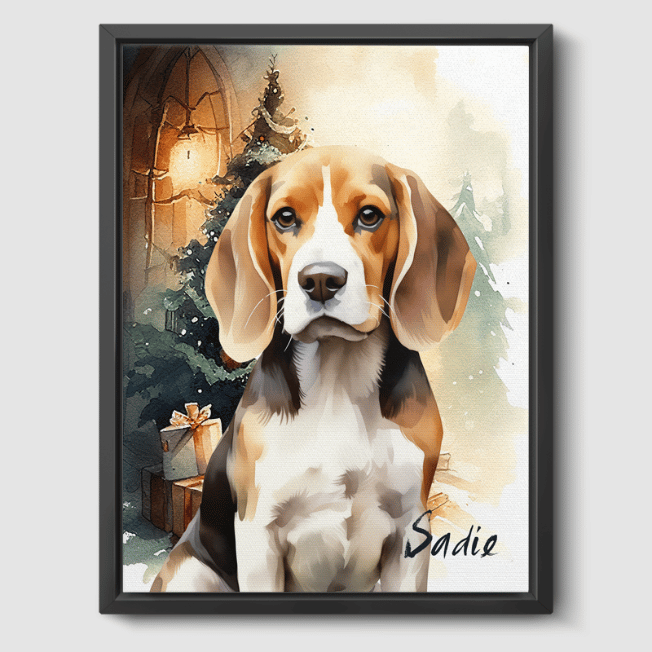 Custom Christmas Wall Art by Pet Portraits  PetPortraits.com Watercolor 1 Pet 