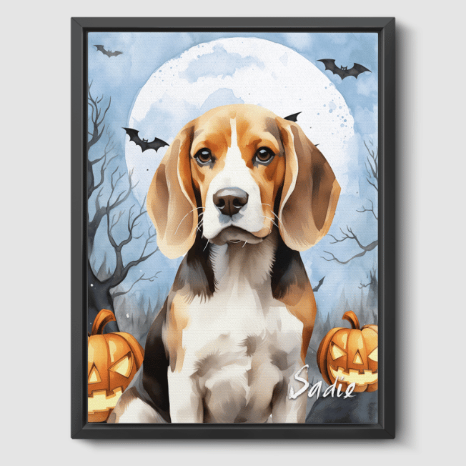 Custom Halloween Wall Art by Pet Portraits  PetPortraits.com Watercolor 1 Pet 