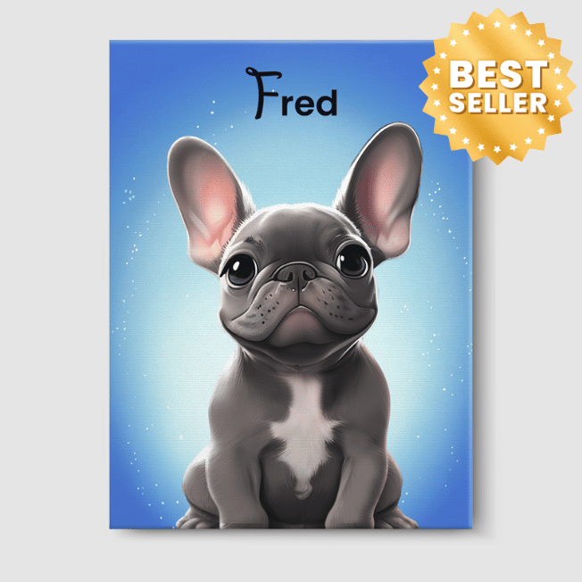 Cartoon Magical Blue Pet Portrait One, Two or Three Pets Poster One 8"x10" Unframed Canvas