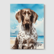 Watercolor Coastal Calm Canvas One, Two or Three Pets Canvas One 8"x10" No Frame