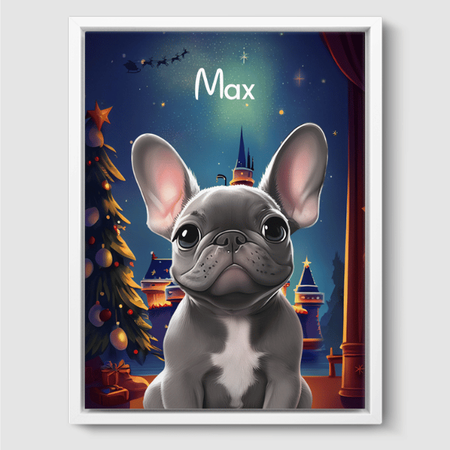 Cartoon 1 Pet Portrait  PetPortraits.com Christmas 12" x 16" Canvas - White Frame