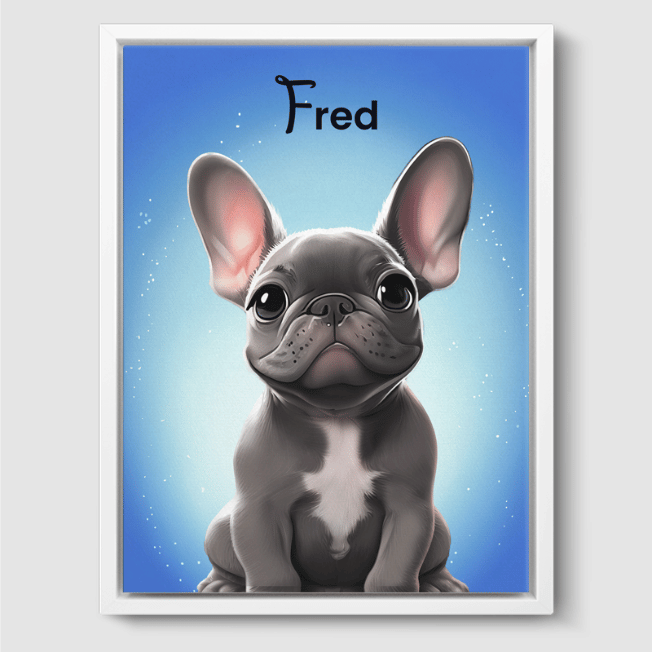 Cartoon 1 Pet Portrait  PetPortraits.com Magical Blue 8" x 10" Canvas - White Frame