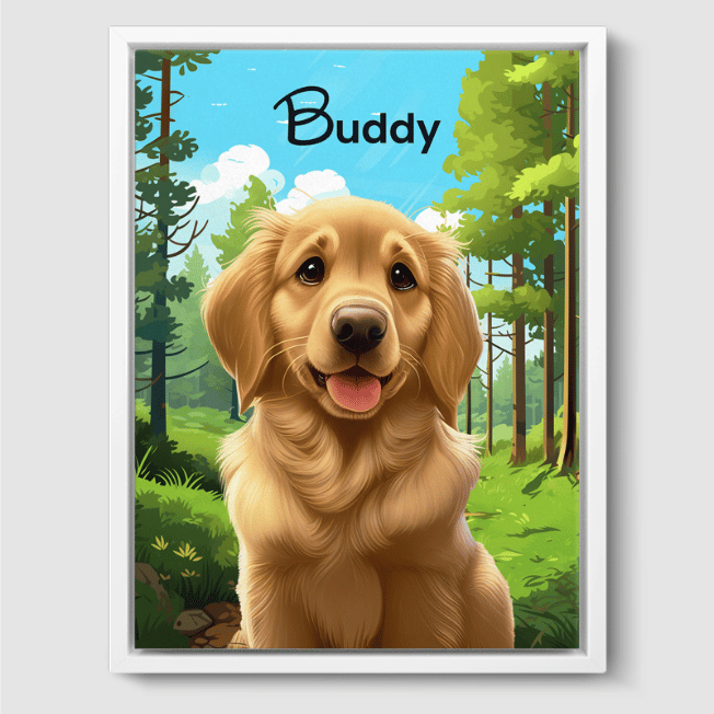Cartoon Warm Woodland Canvas One, Two or Three Pets Canvas One 8"x10" White