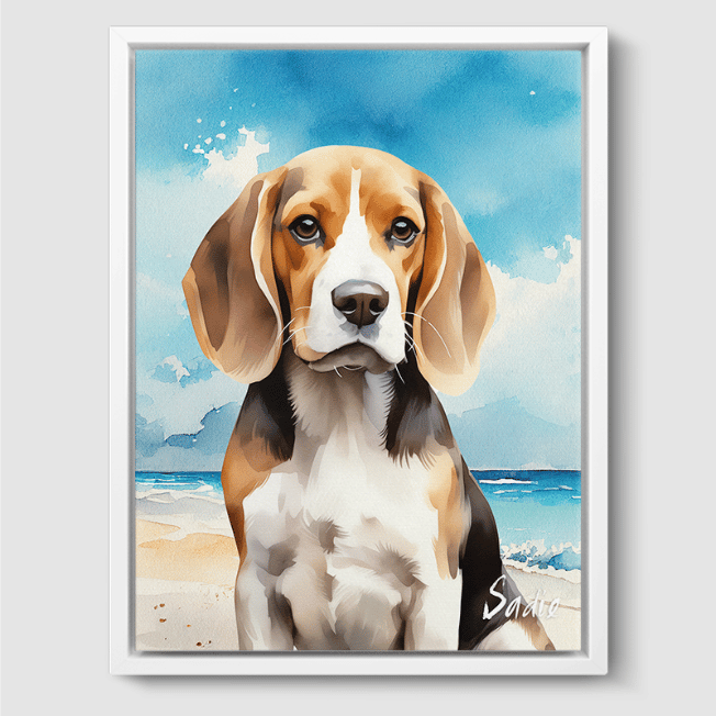 Watercolor 1 Pet Portrait  PetPortraits.com Coastal Calm 8" x 10" Canvas - White Frame