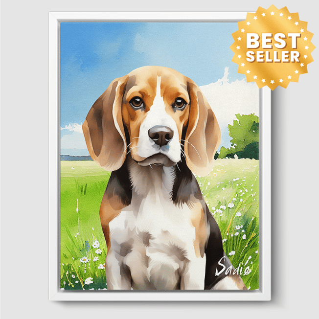 Watercolor Summer Meadow Canvas One, Two or Three Pets Canvas One 8"x10" White