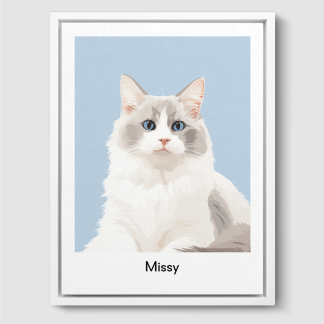 Modern 1 Pet Portrait  PetPortraits.com Baby Blue 8" x 10" Canvas - White Frame