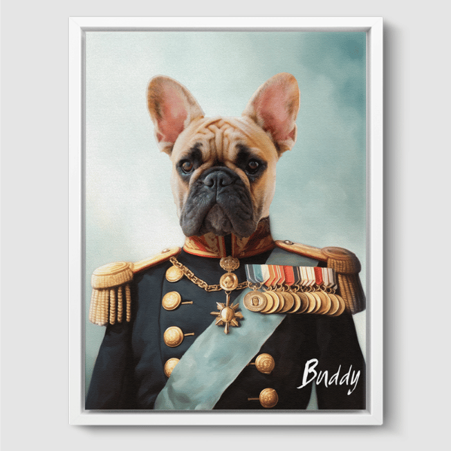 Royal Pet Portrait  PetPortraits.com The Admiral 8" x 10" Canvas - White Frame