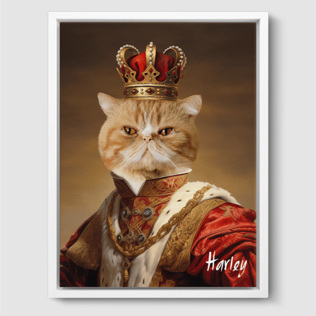 Royal Pet Portrait  PetPortraits.com The King 8" x 10" Canvas - White Frame