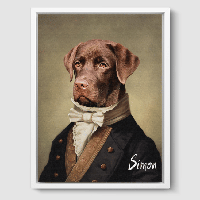 Royal Pet Portrait  PetPortraits.com The Noble 8" x 10" Canvas - White Frame