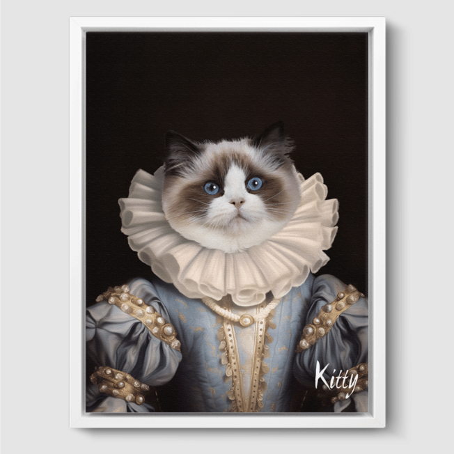 Royal Pet Portrait  PetPortraits.com The Princess 8" x 10" Canvas - White Frame