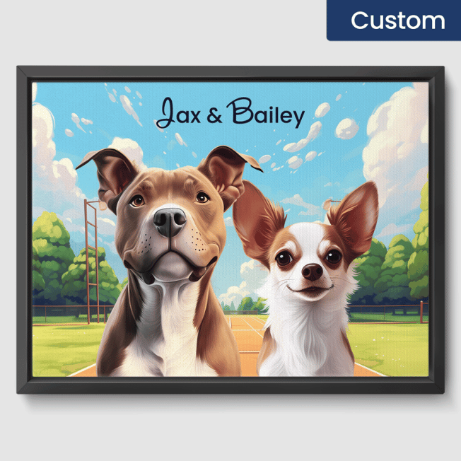 Cartoon 2 Pet Portrait  PetPortraits.com Custom 12" x 16" Canvas - Black Frame