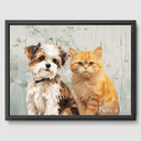 Classic Green Garden Canvas One, Two or Three Pets Canvas Two 12"x16" Black