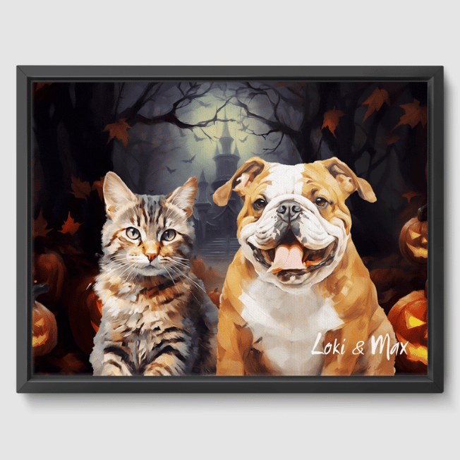 Custom Halloween Wall Art by Pet Portraits  PetPortraits.com Classic 2 Pets 