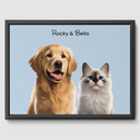 Modern Baby Blue Canvas One, Two or Three Pets Canvas Two 12"x16" Black