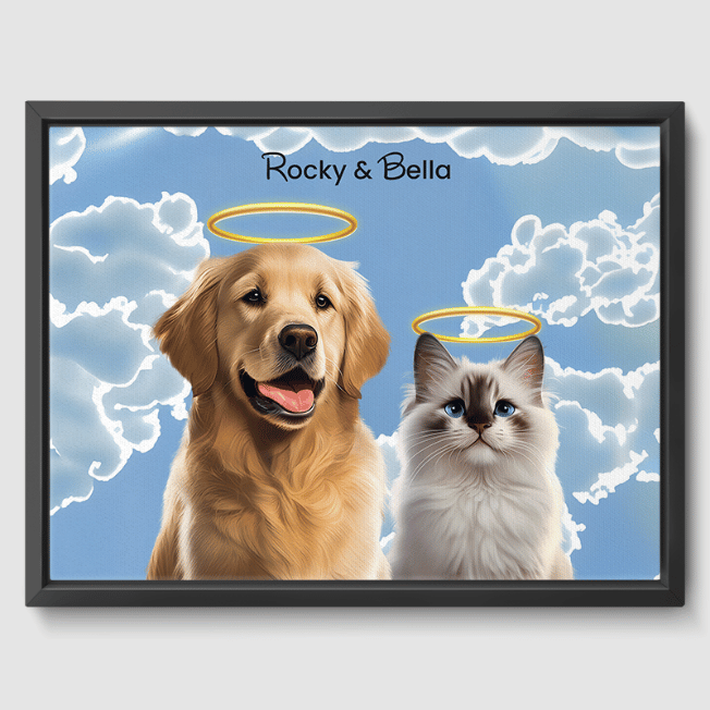 Modern Memorial Canvas One, Two or Three Pets Canvas Two 12"x16" Black