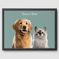 Modern Sage Serenity Canvas One, Two or Three Pets Canvas Two 12"x16" Black