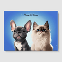 Cartoon Magical Blue Canvas One, Two or Three Pets Canvas Two 12"x16" No Frame
