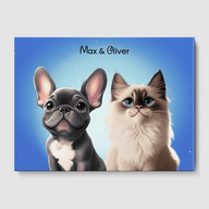 2 Pet Cat and Dog Disney-style Canvas Art