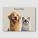 Modern Beige Bliss Canvas One, Two or Three Pets Canvas Two 12"x16" No Frame