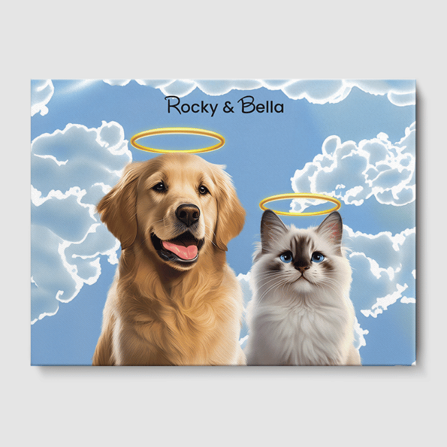 Modern Memorial Canvas One, Two or Three Pets Canvas Two 12"x16" No Frame