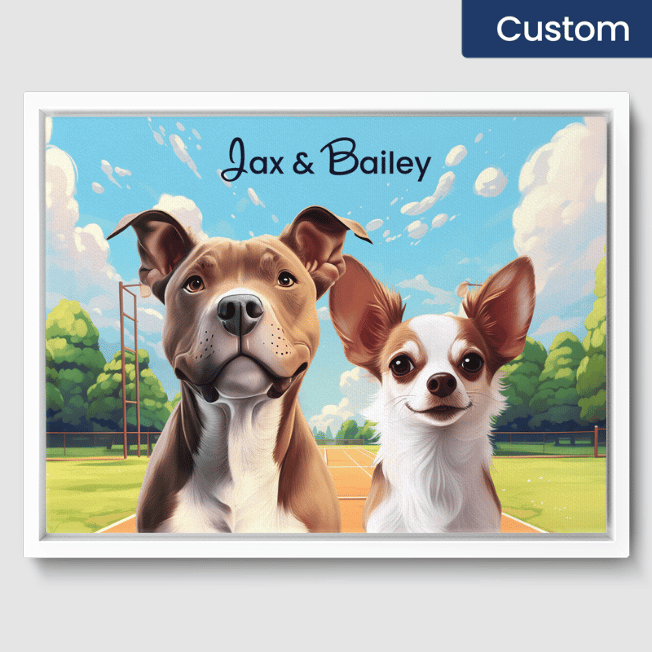 Cartoon 2 Pet Portrait  PetPortraits.com Custom 12" x 16" Canvas - White Frame