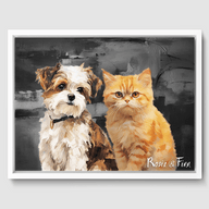 Classic Calm Charcoal Canvas One, Two or Three Pets Canvas Two 12"x16" White
