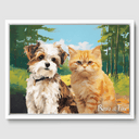 Classic Forest Canvas One, Two or Three Pets Canvas Two 12"x16" White