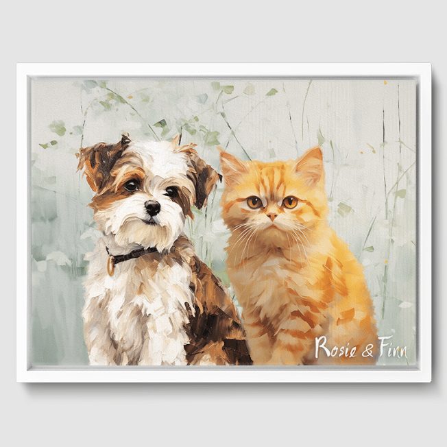 Classic Green Garden Canvas One, Two or Three Pets Canvas   