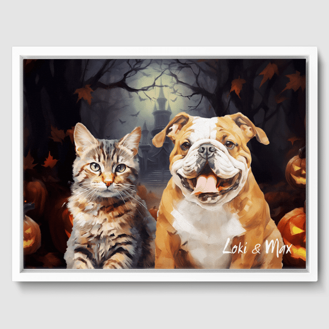 Classic 2 Pet Portrait  PetPortraits.com Custom 12" x 16" Canvas - White Frame