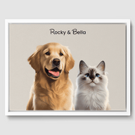 Modern Beige Bliss Canvas One, Two or Three Pets Canvas Two 12"x16" White