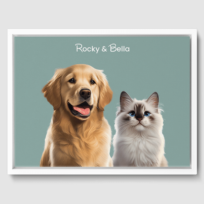 Modern Sage Serenity Canvas One, Two or Three Pets Canvas Two 12"x16" White